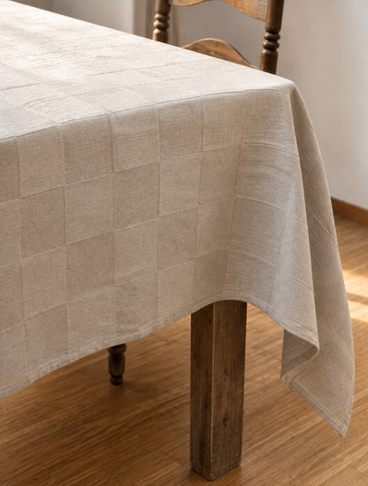 V.VM Check Linen Tablecloth