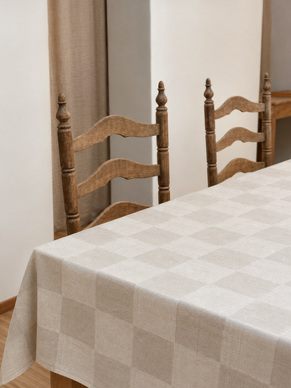 V.VM Check Linen Tablecloth