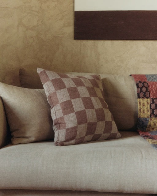 V.VM Check Linen Pillow Cover – 50cm x 50cm