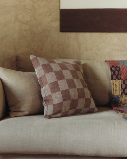 V.VM Check Linen Pillow Cover – 50cm x 50cm