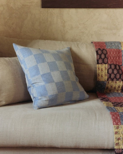 V.VM Check Linen Pillow Cover – 50cm x 50cm