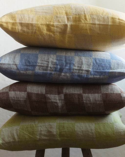 V.VM Check Linen Pillow Cover – 50cm x 50cm