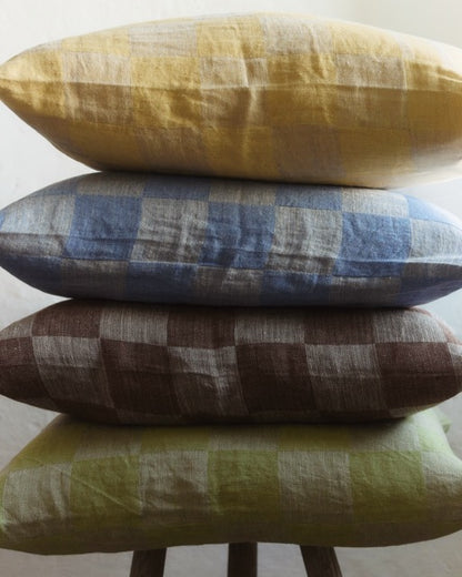 V.VM Check Linen Pillow Cover – 50cm x 50cm
