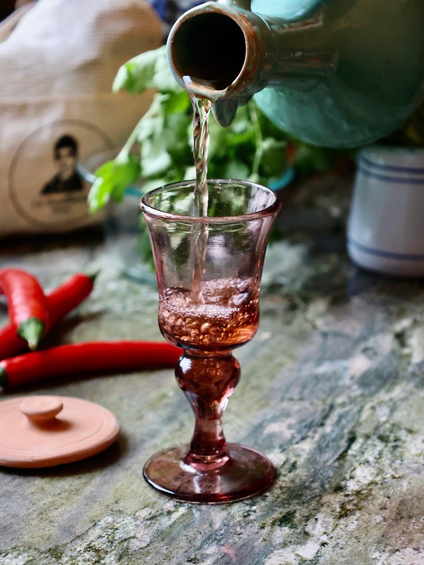 Bicchiere da vino bianco soffiato a mano - Trasparente