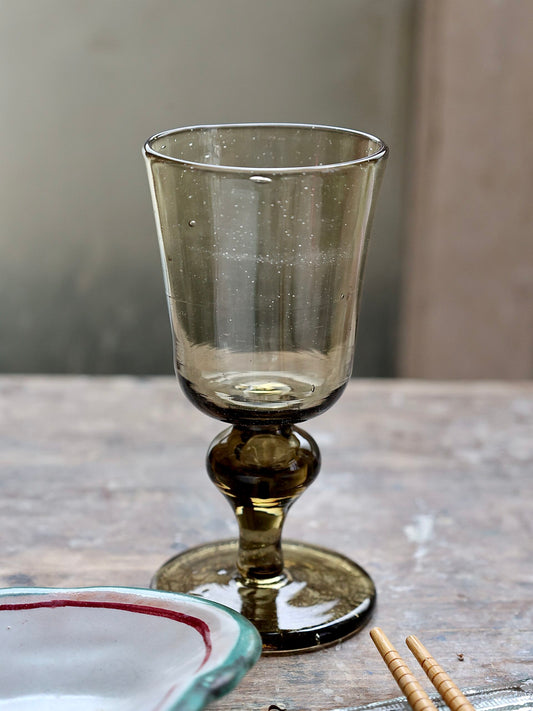 Bicchiere da vino bianco soffiato a mano - Trasparente