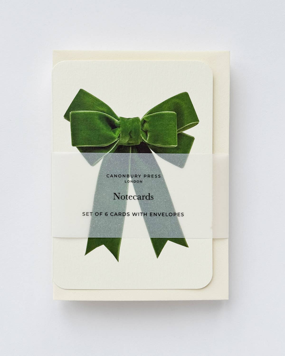 Biglietto d'auguri con fiocco in velluto verde