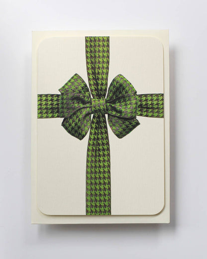 Green Houndstooth Bow Greeting Card: Individual