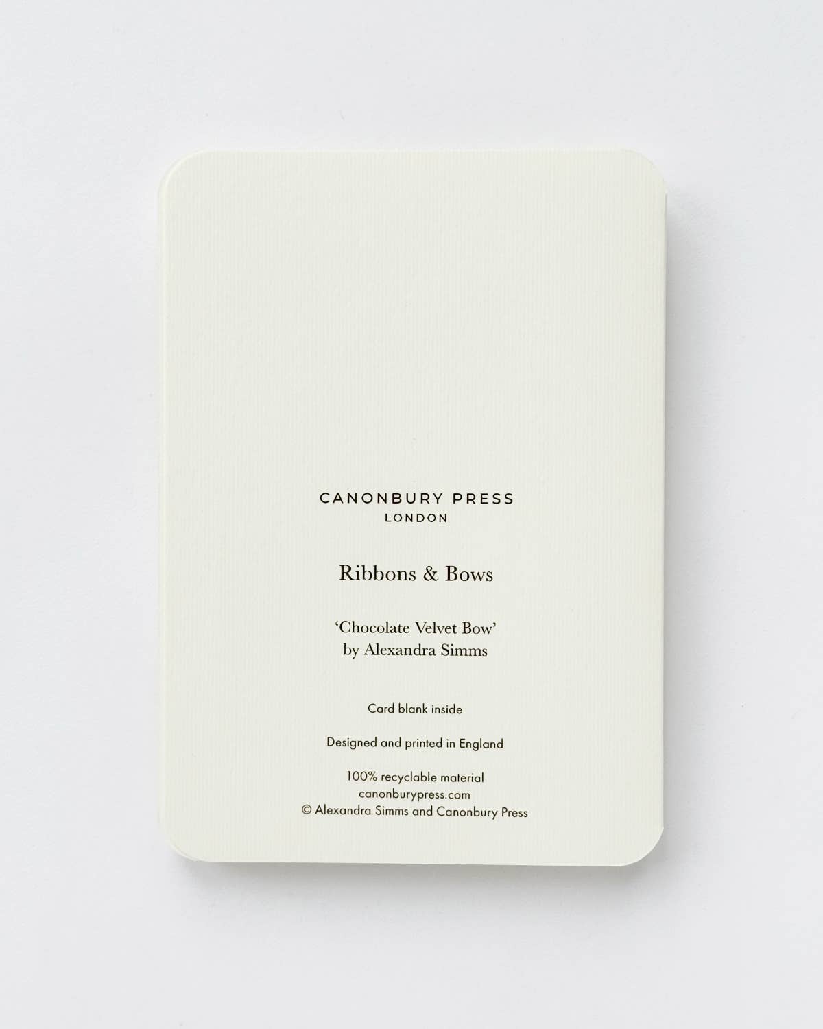 Chocolate Velvet Bow Greeting Card | Birthday Card