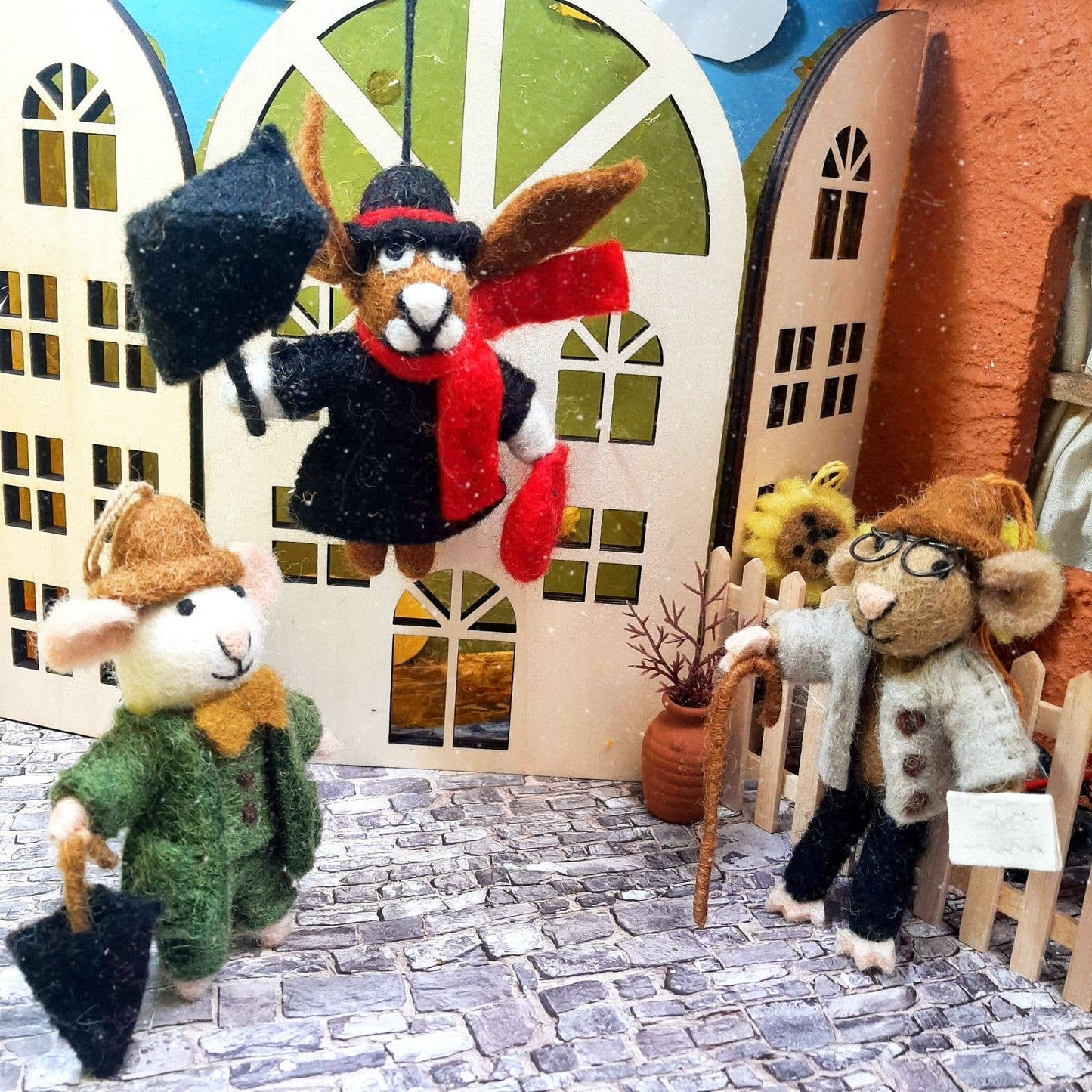 Handmade Felt Miles the Mouse Grandpa Hanging Decoration