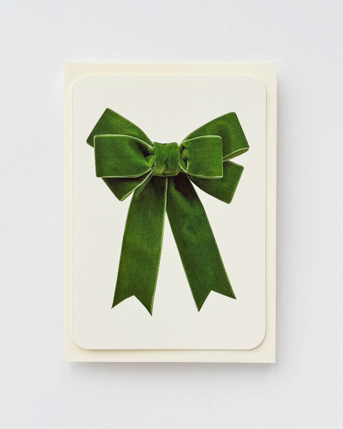 Biglietto d'auguri con fiocco in velluto verde