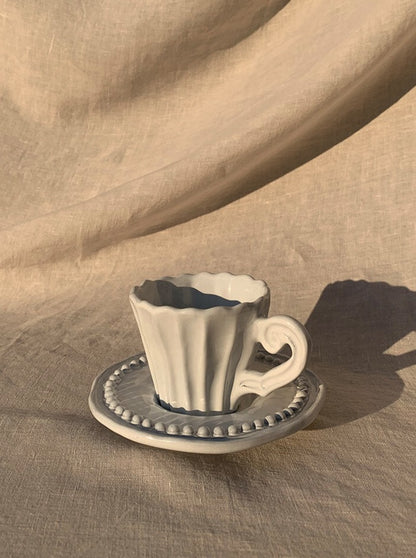 Tazza da caffè espresso e piattino in ceramica - Collezione Stripes &amp; Dots
