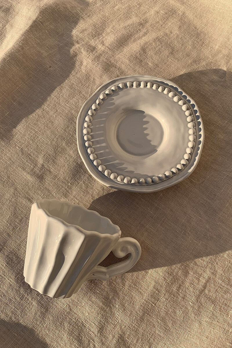 Ceramic Espresso Cup & Saucer - Stripes & Dots Collection