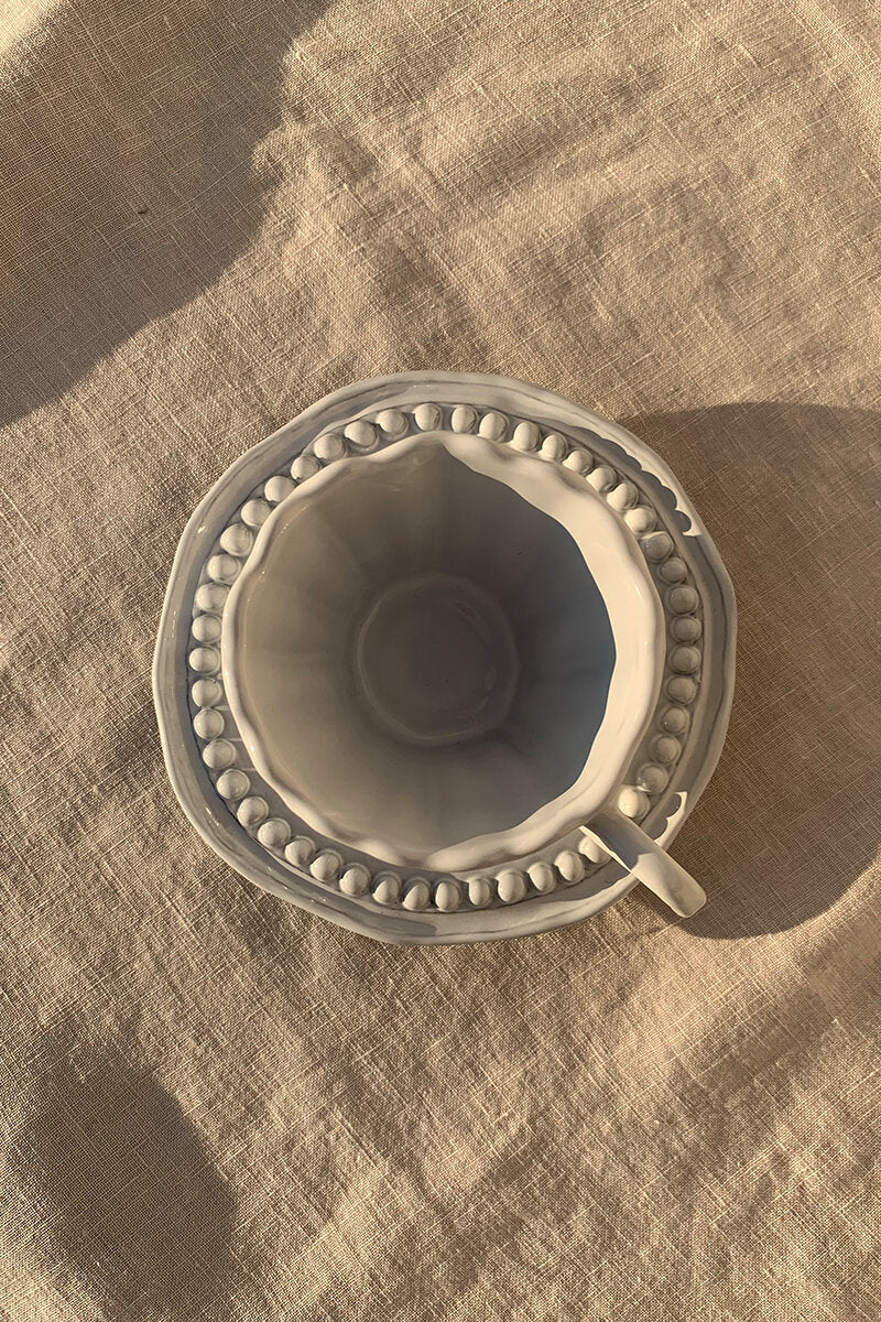 Ceramic Espresso Cup & Saucer - Stripes & Dots Collection