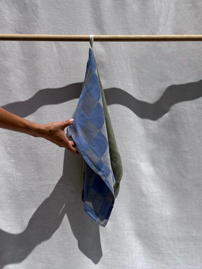 Strofinaccio in lino a quadri bicolore V.VM