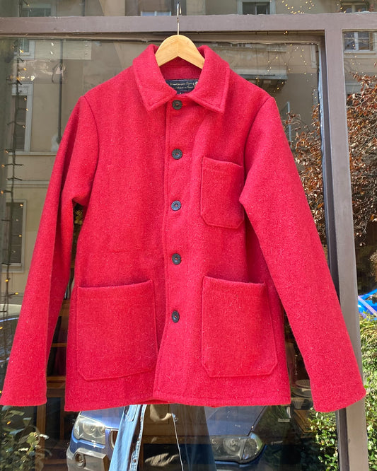 Boiled Wool Work Jacket - Red