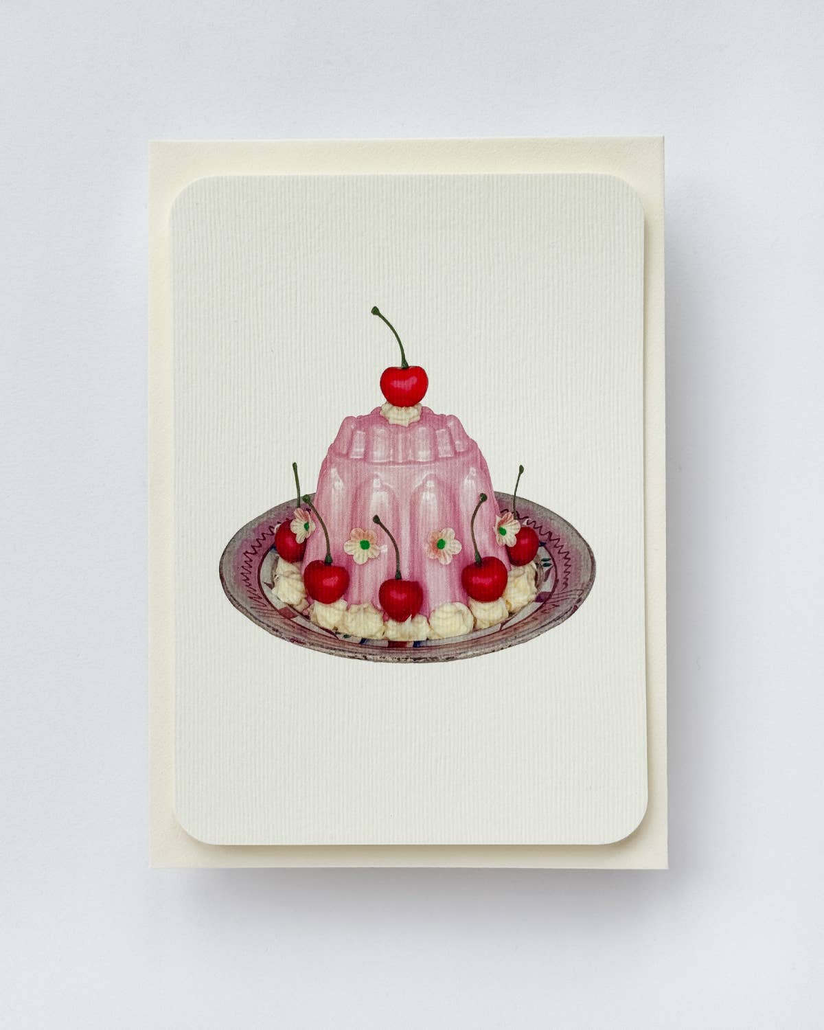 Rose Petal Cream Blancmange Greeting Card | Birthday Card