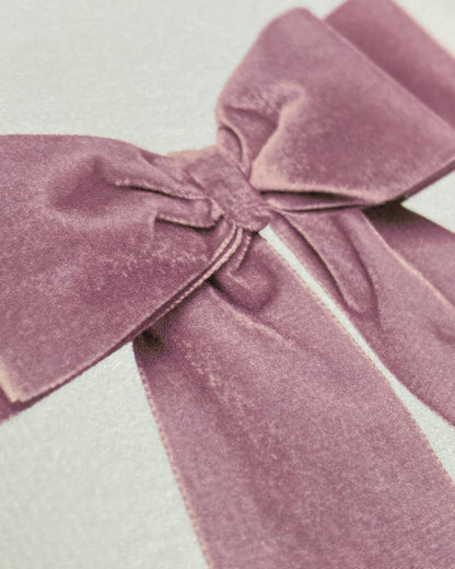 Biglietto d'auguri con fiocco in velluto rosa baby: individuale