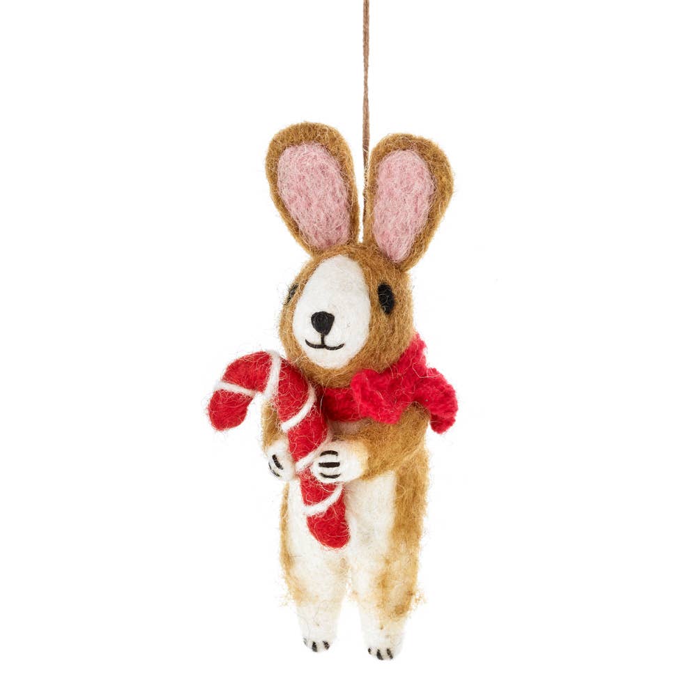 Handmade Felt Hanging Cinnamon the Rabbit Xmas Decoration