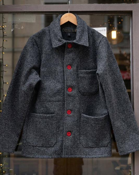 Boiled Wool Work Jacket - Dark Grey