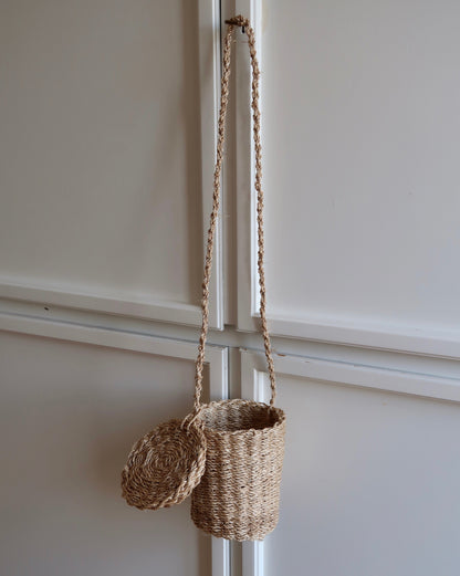 Borsa a cestino intrecciata a mano Fili con coperchio