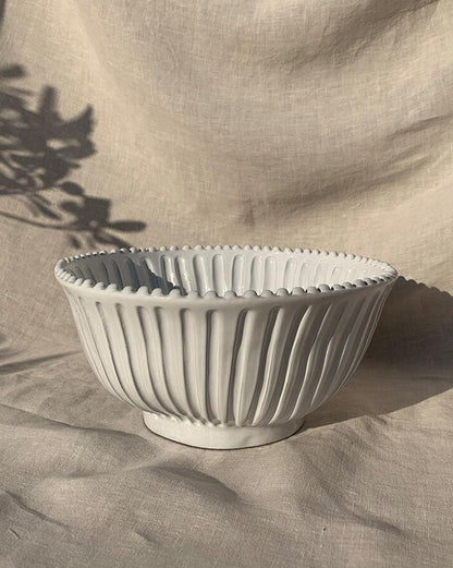 Medium Ceramic Serving Bowl – Stripes & Dots Collection