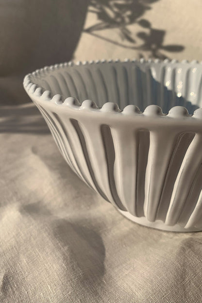 Medium Ceramic Serving Bowl – Stripes & Dots Collection