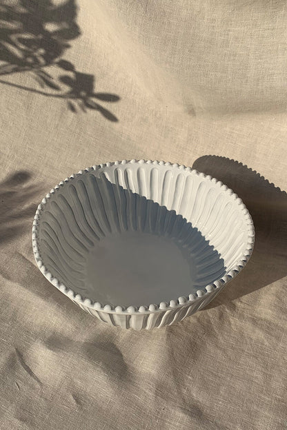 Medium Ceramic Serving Bowl – Stripes & Dots Collection