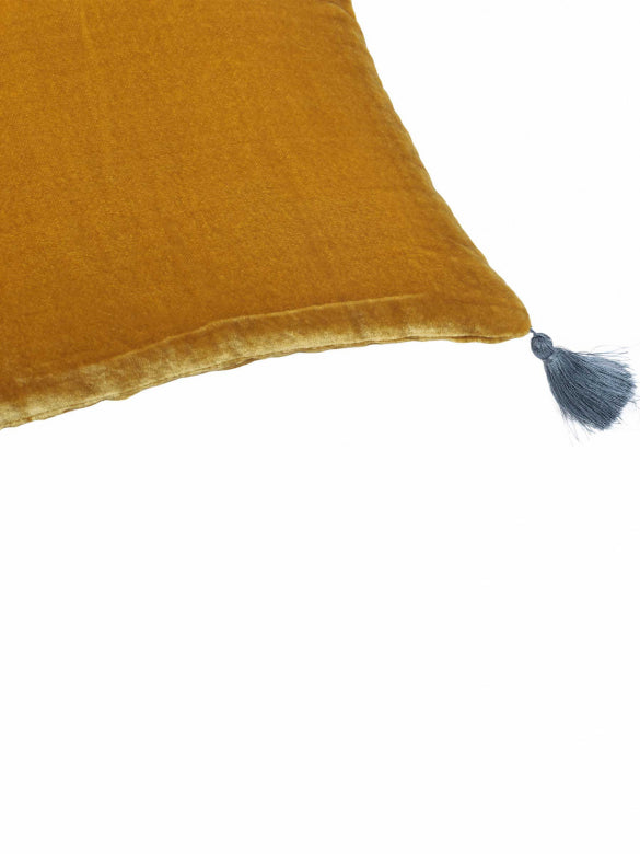 Velvet Tassels Cushion - Antique Moss