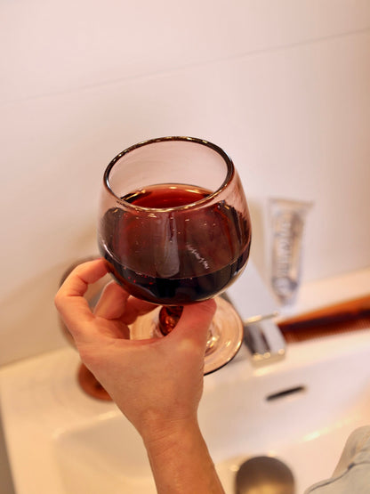 Bicchiere da vino rosso soffiato a mano - Trasparente